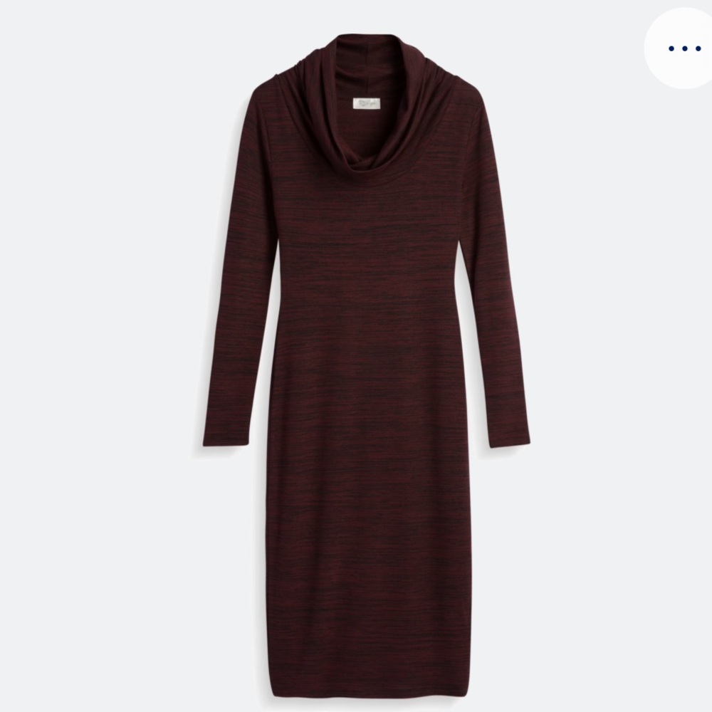 NWT RD Style Daphne Midi Maroon Long Sleeve Knit Sweater Cowl Neck Dress small